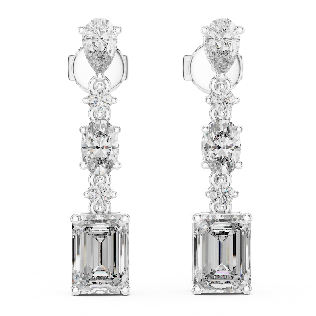 Sparkling Luxe 0.165ct Mixed Shape Diamond Dangling Earrings in 18KT