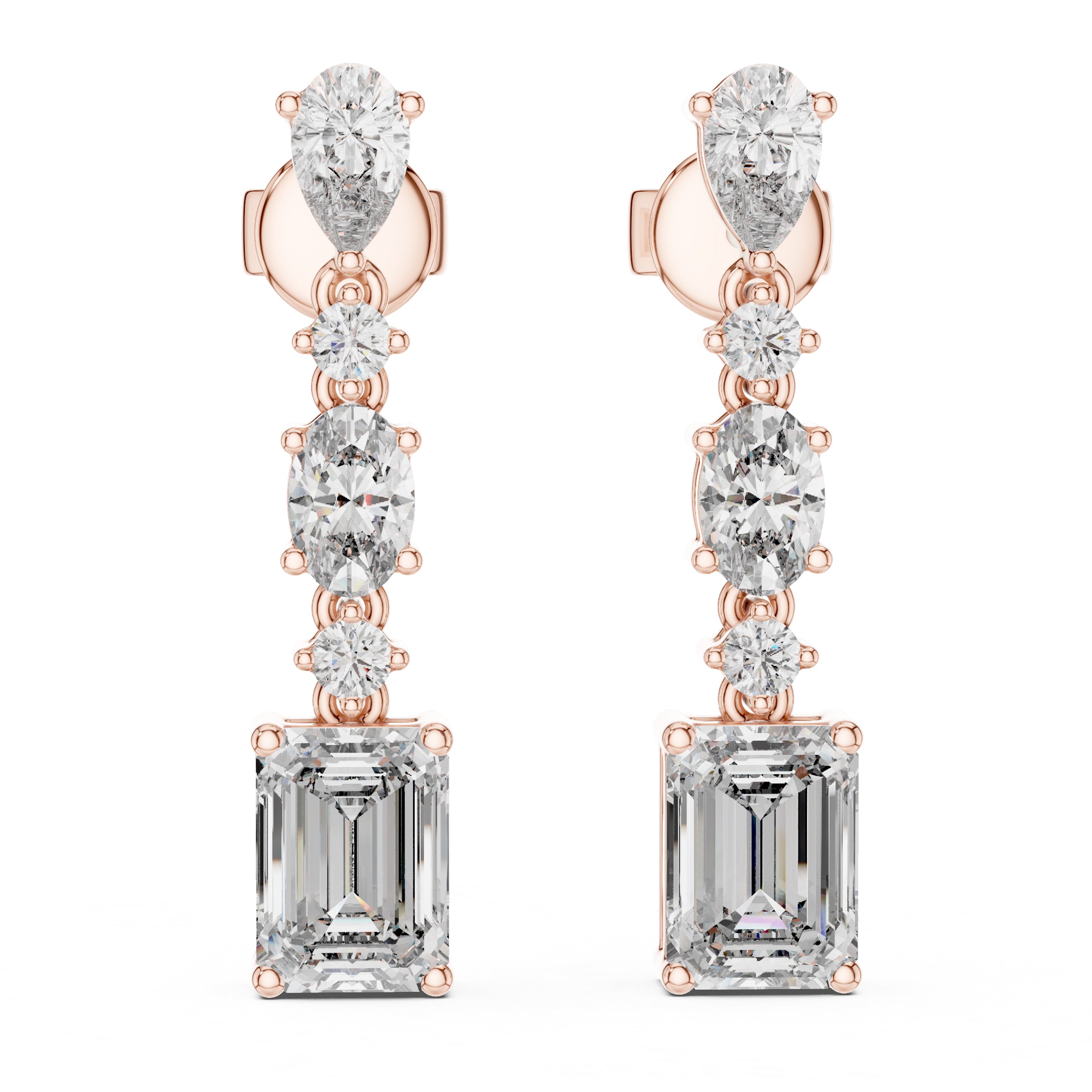 Sparkling Luxe 0.165ct Mixed Shape Diamond Dangling Earrings in 18KT