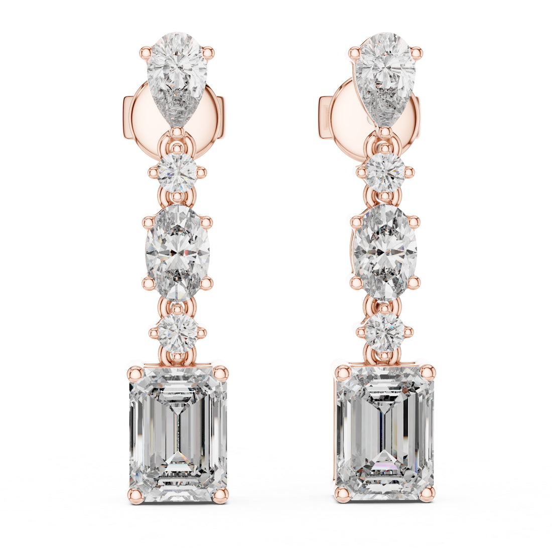 Sparkling Luxe 0.165ct Mixed Shape Diamond Dangling Earrings in 18KT
