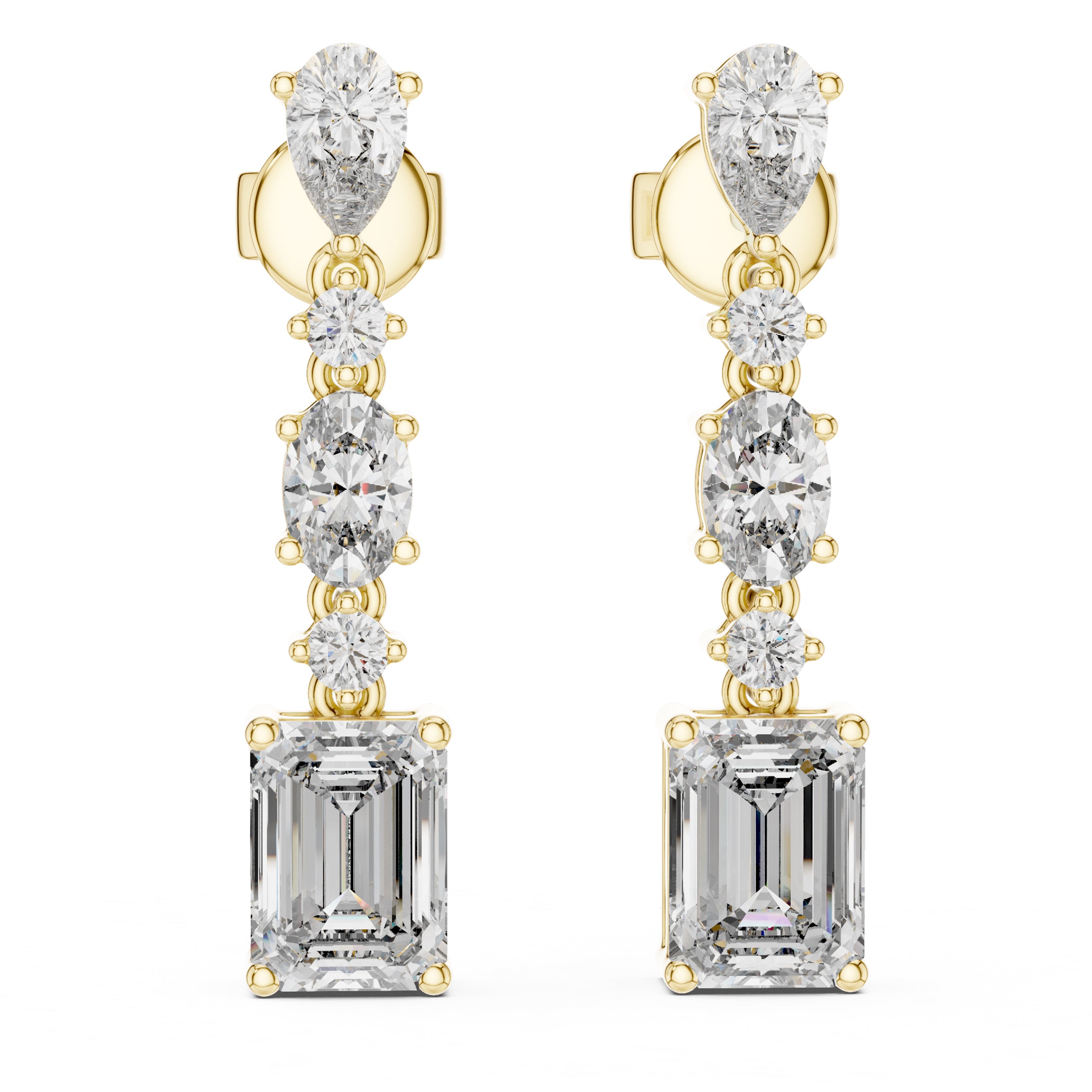 Sparkling Luxe 0.165ct Mixed Shape Diamond Dangling Earrings in 18KT