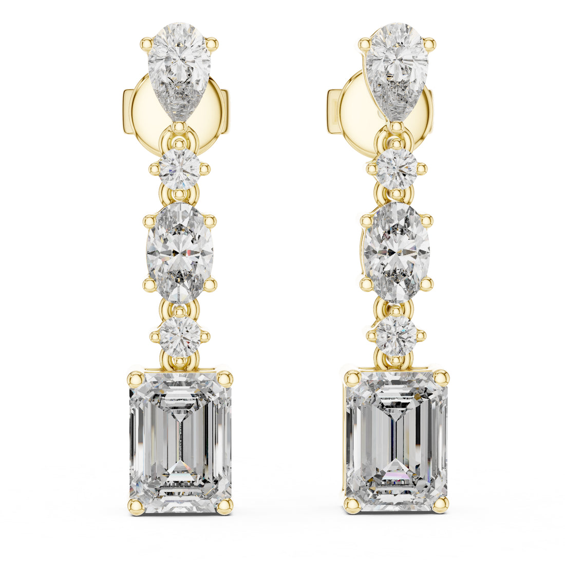 Sparkling Luxe 0.165ct Mixed Shape Diamond Dangling Earrings in 18KT