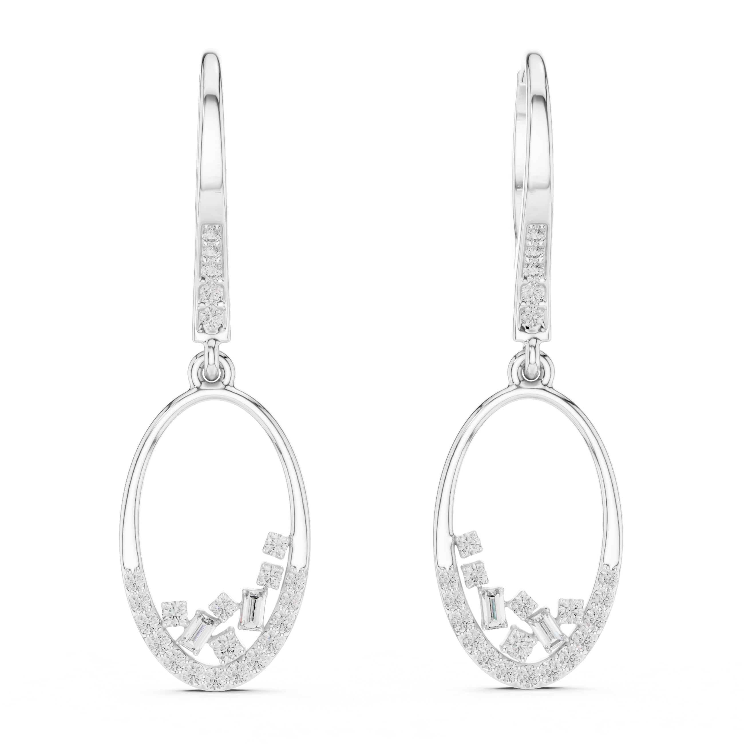 Sparkling Luxe 0.006ct Round Drop with Emerald Pave Diamond Earrings in 18KT