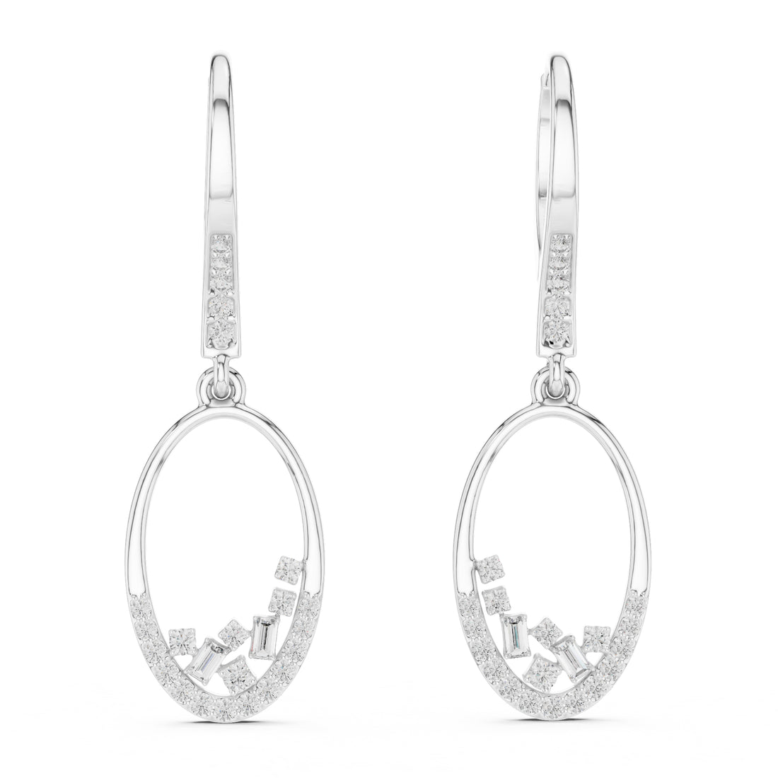 Sparkling Luxe 0.006ct Round Drop with Emerald Pave Diamond Earrings in 18KT