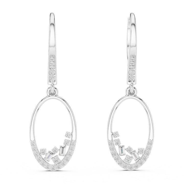 Sparkling Luxe 0.006ct Round Drop with Emerald Pave Diamond Earrings in 18KT