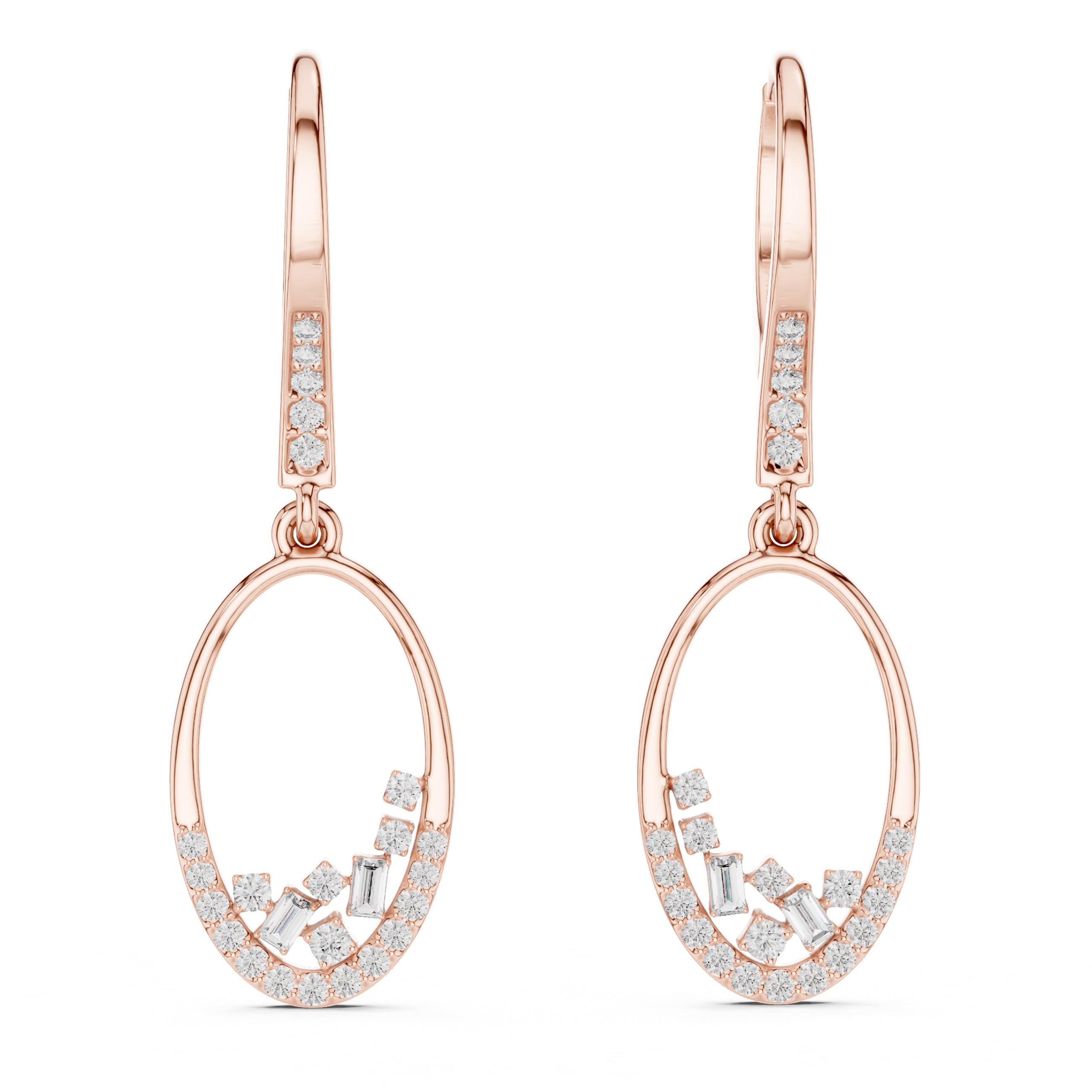 Sparkling Luxe 0.006ct Round Drop with Emerald Pave Diamond Earrings in 18KT