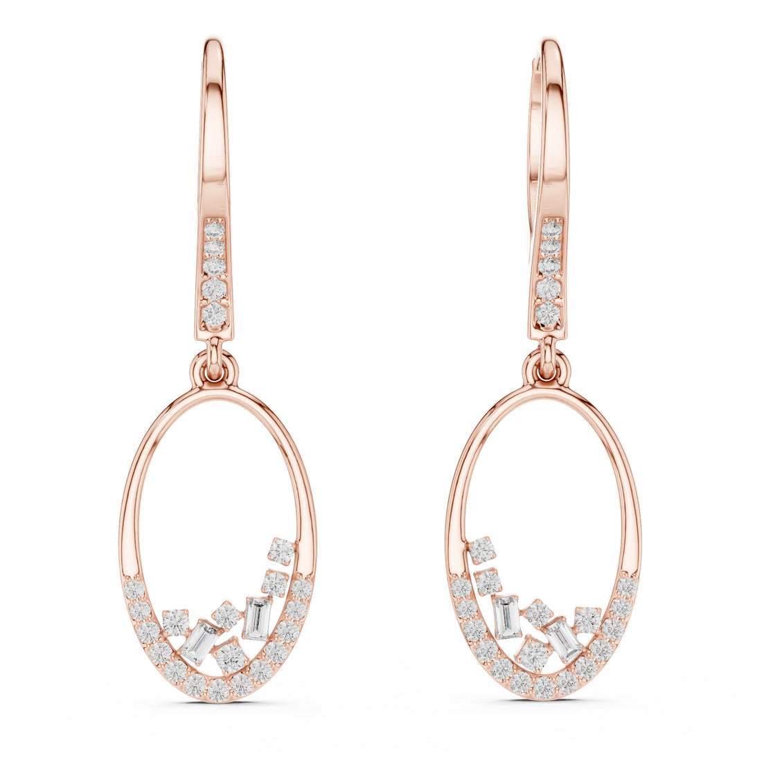 Sparkling Luxe 0.006ct Round Drop with Emerald Pave Diamond Earrings in 18KT