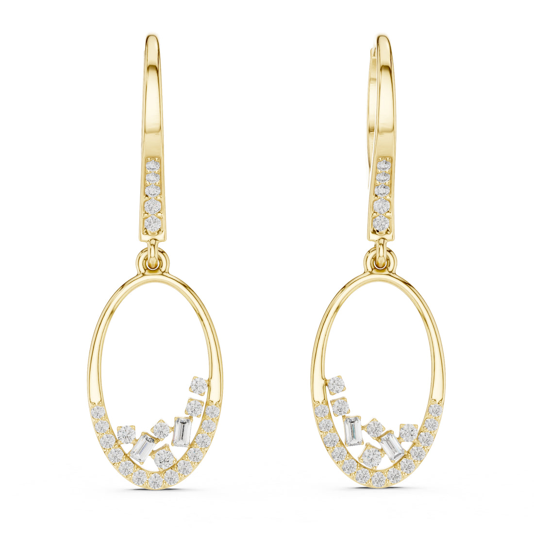Sparkling Luxe 0.006ct Round Drop with Emerald Pave Diamond Earrings in 18KT