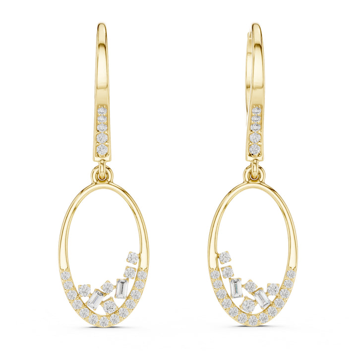Sparkling Luxe 0.006ct Round Drop with Emerald Pave Diamond Earrings in 18KT