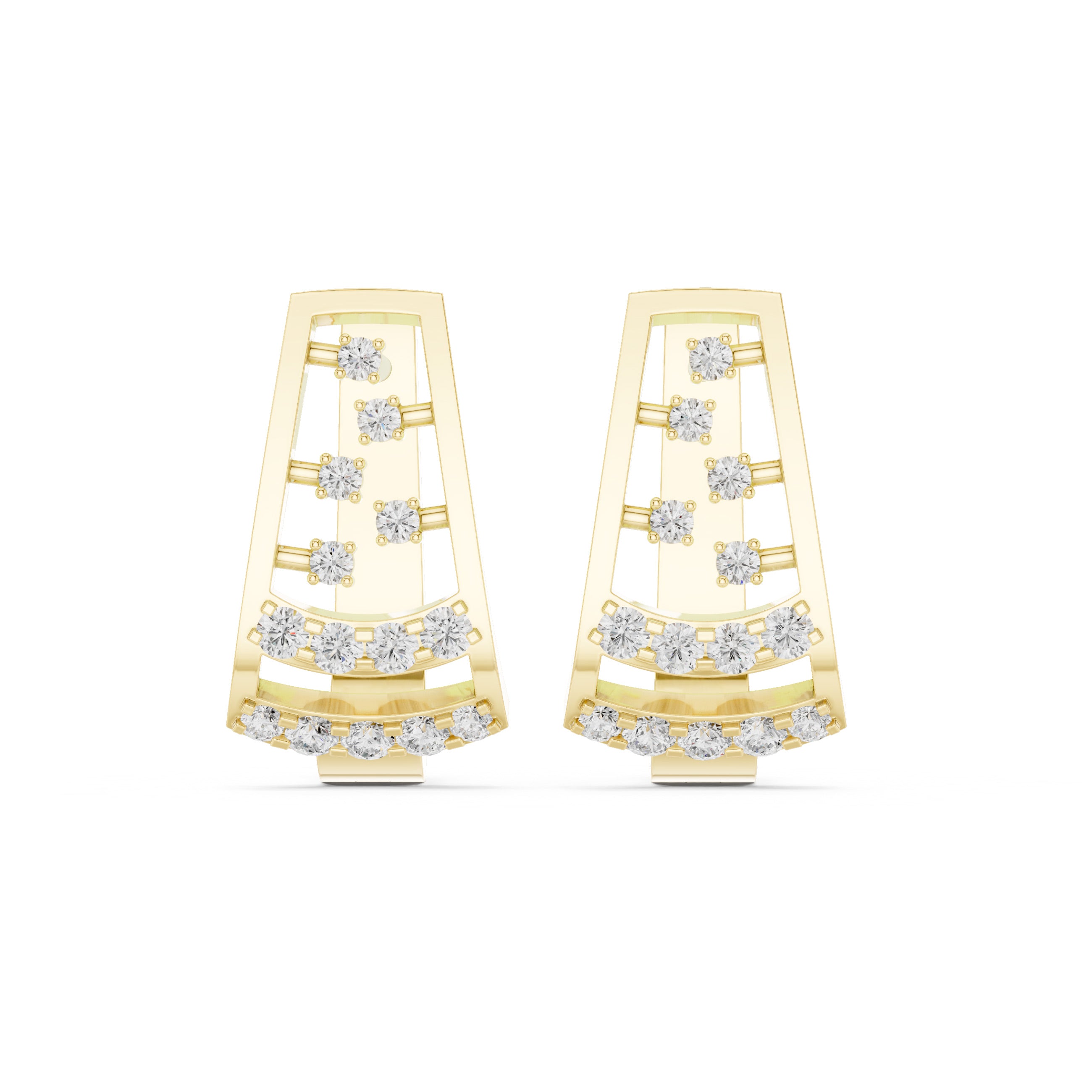 Sparkling Luxe 0.012ct 18KT Scattered Round Diamond Earrings
