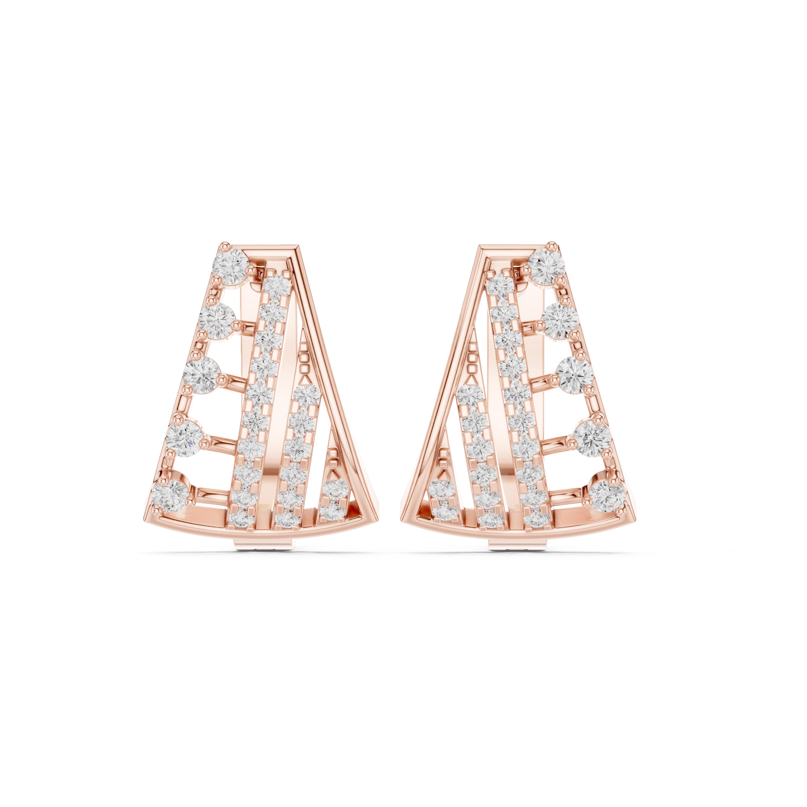 Sparkling Luxe 0.02ct 18KT Round Cut Diamond Hoops Earrings