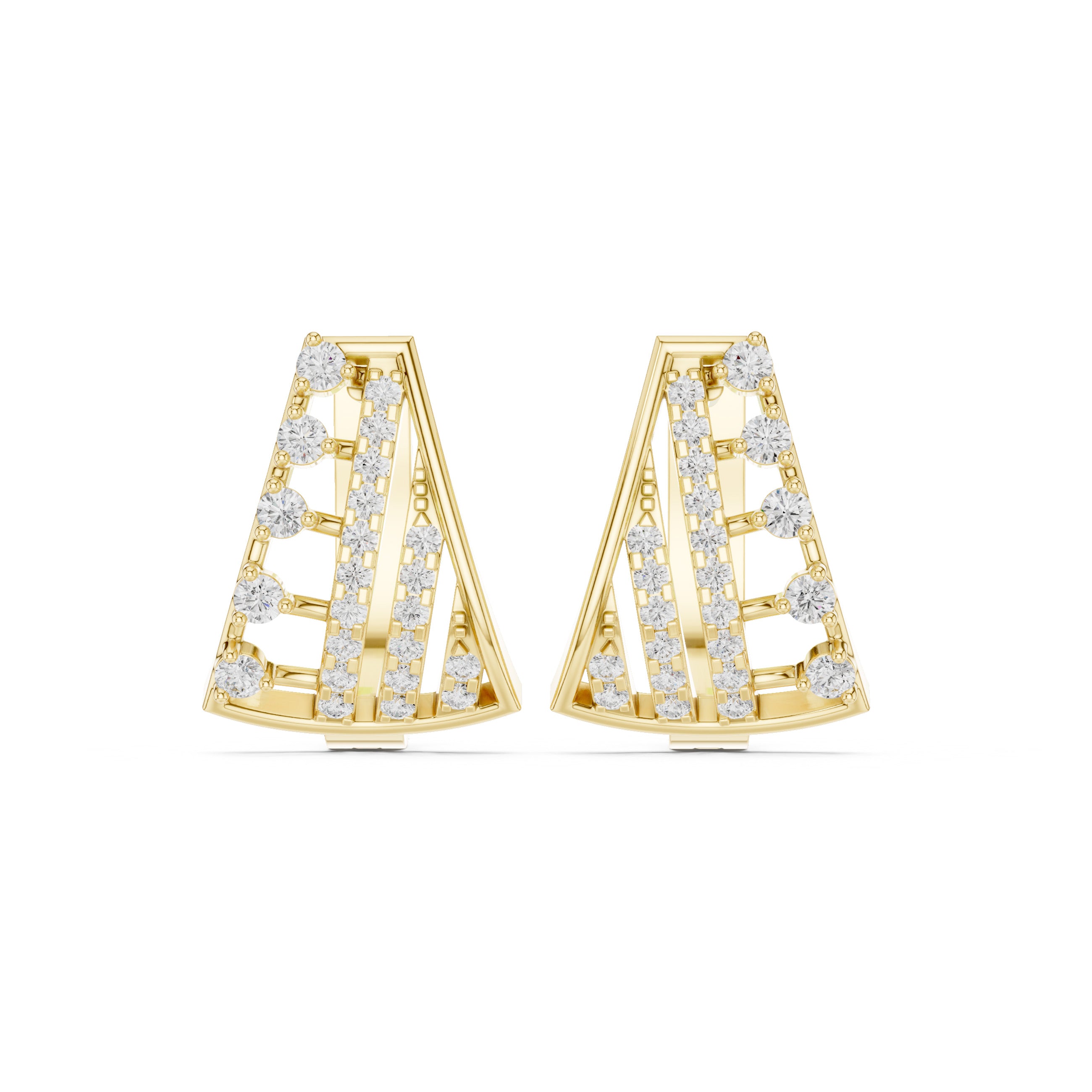 Sparkling Luxe 0.02ct 18KT Round Cut Diamond Hoops Earrings