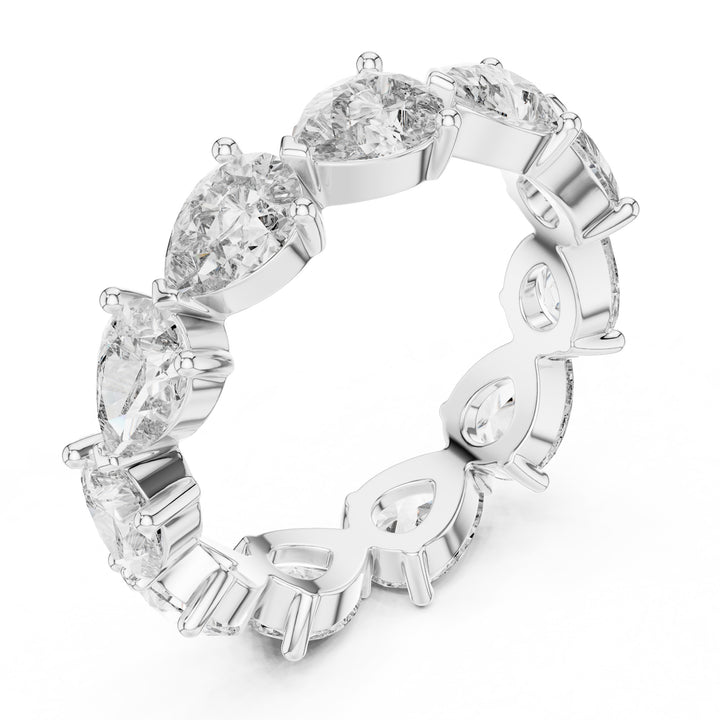 Sparkling Luxe 0.3ct Pear Cut Diamond Ring 18KT Eternity Round Band