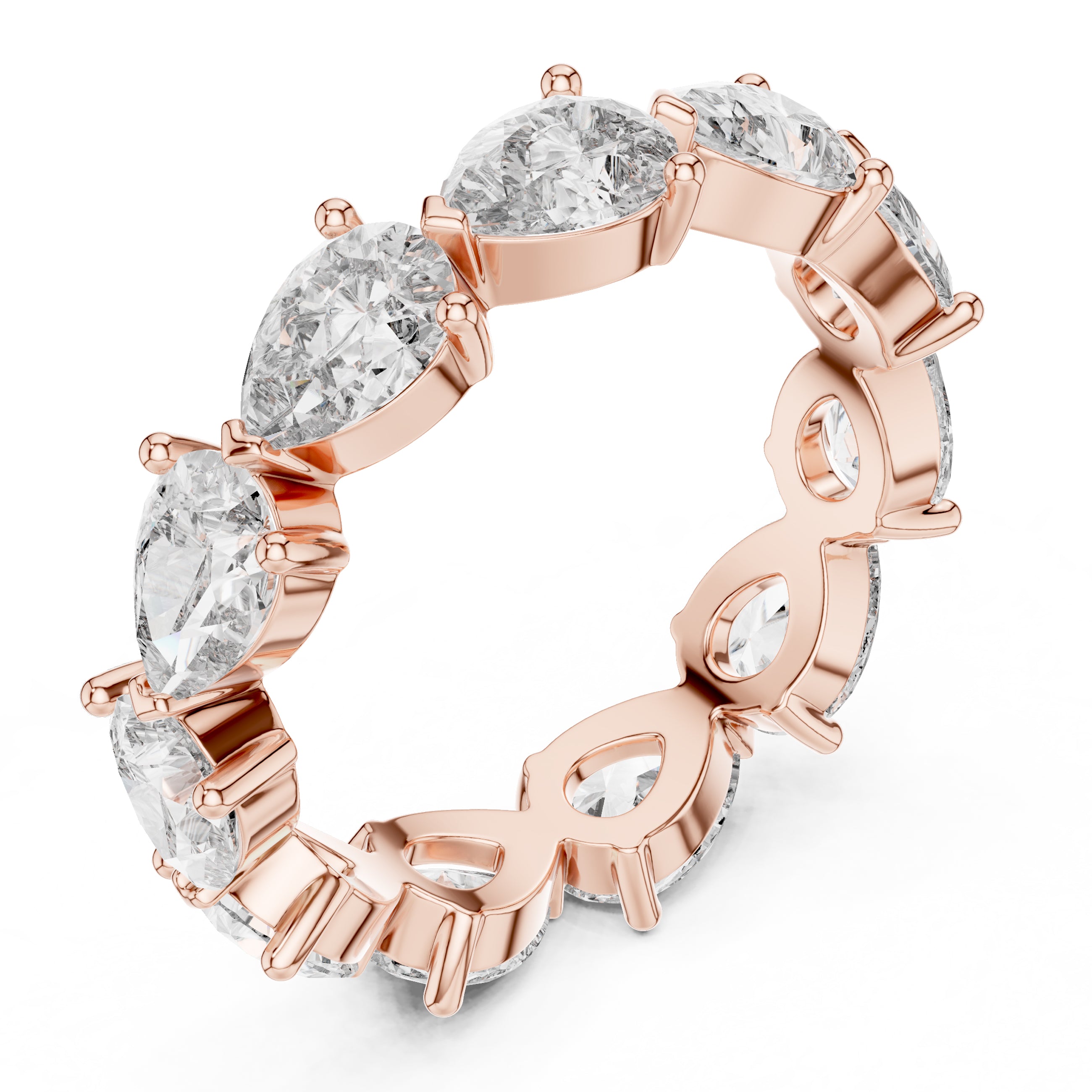 Sparkling Luxe 0.3ct Pear Cut Diamond Ring 18KT Eternity Round Band