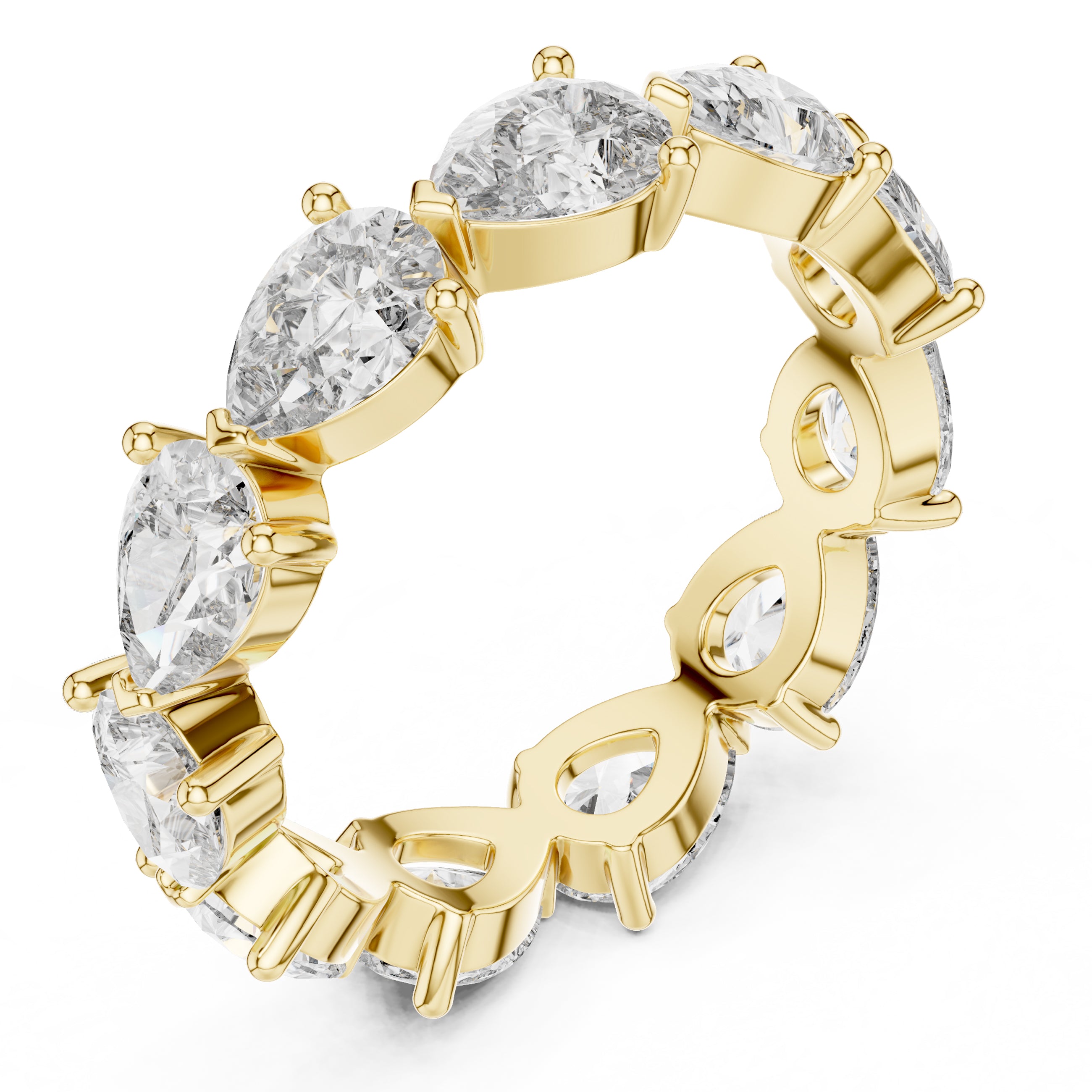 Sparkling Luxe 0.3ct Pear Cut Diamond Ring 18KT Eternity Round Band