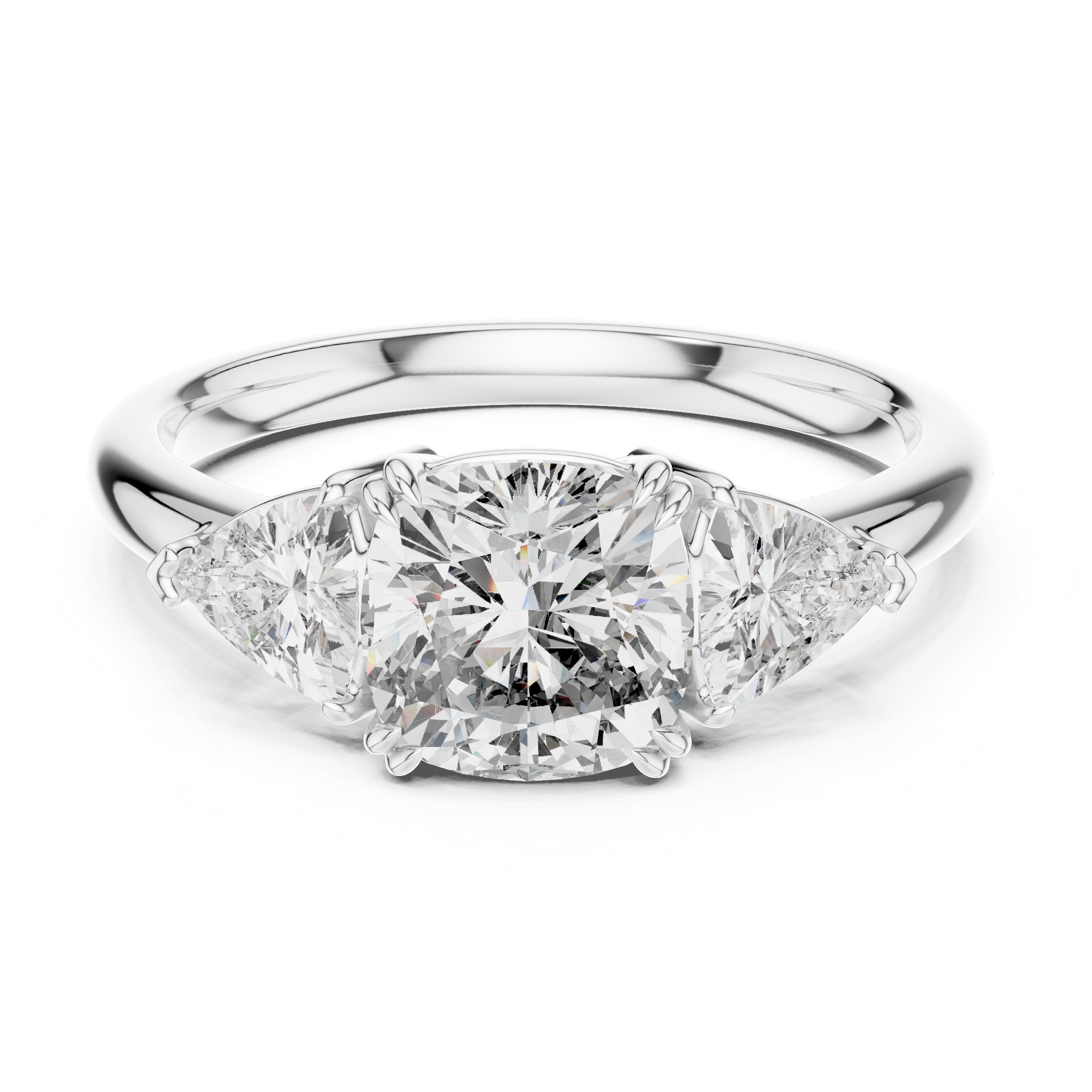 Sparkling Luxe 1.78ct Classic Luxe Trillion Cut Three Stone Engagement Ring in 18KT