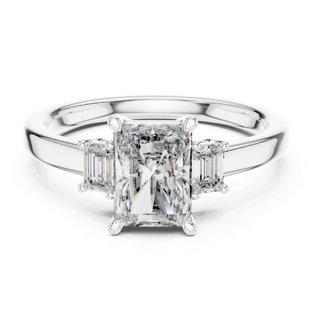 Sparkling Luxe 1.5ct Emerald Diamond Engagement Ring with Side Stones in 18KT