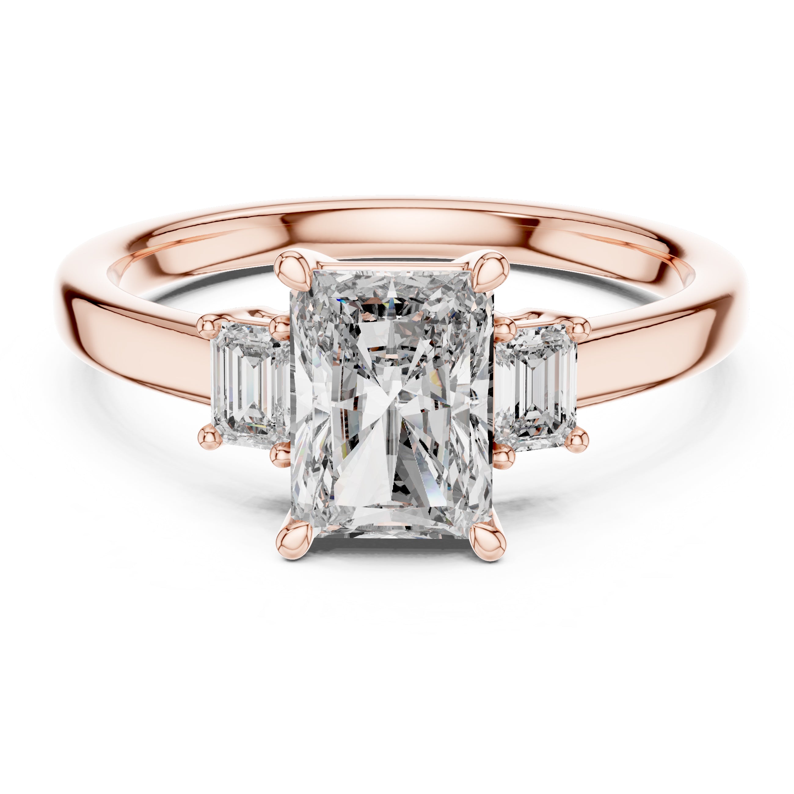 Sparkling Luxe 1.5ct Emerald Diamond Engagement Ring with Side Stones in 18KT