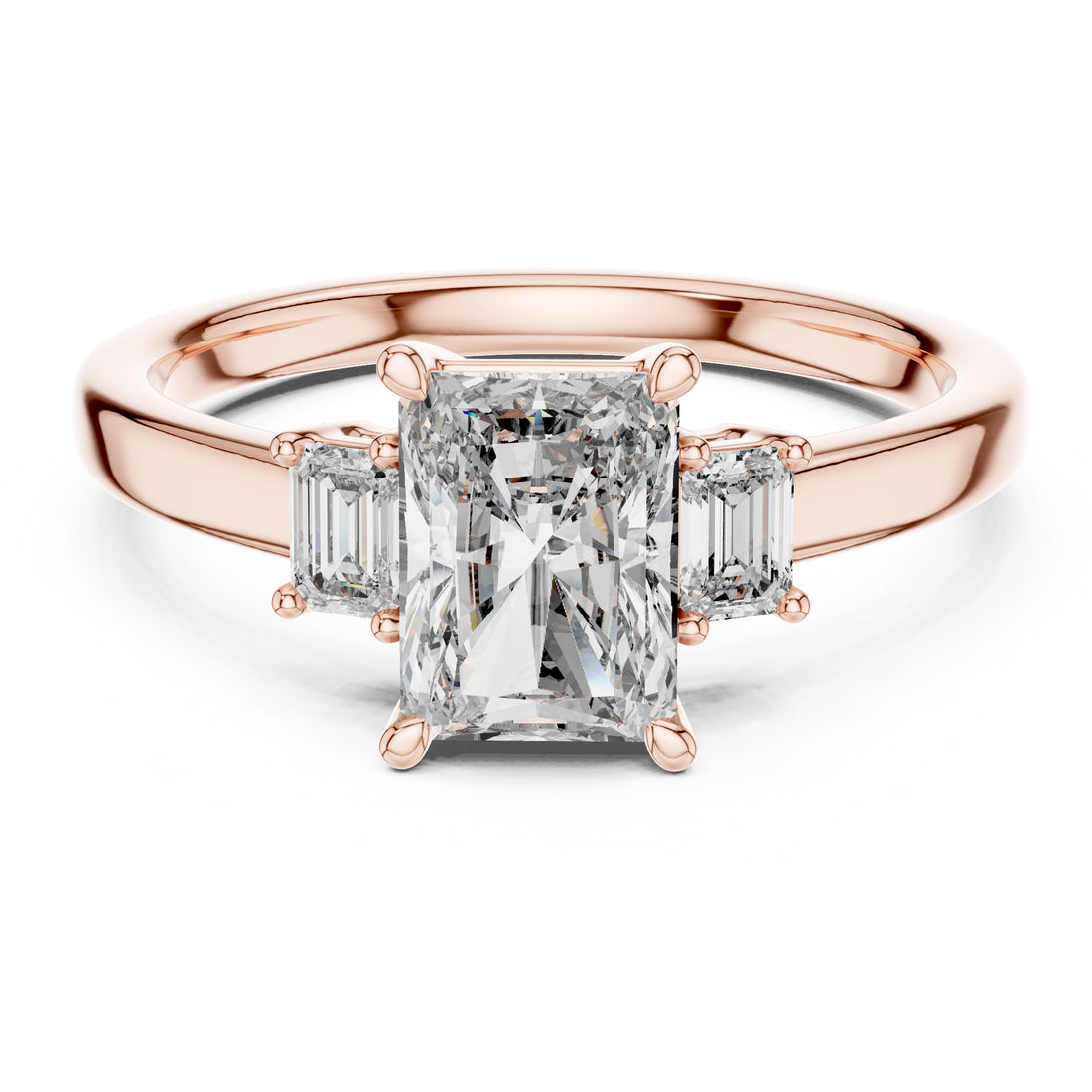 Sparkling Luxe 1.5ct Emerald Diamond Engagement Ring with Side Stones in 18KT