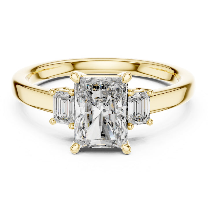 Sparkling Luxe 1.5ct Emerald Diamond Engagement Ring with Side Stones in 18KT