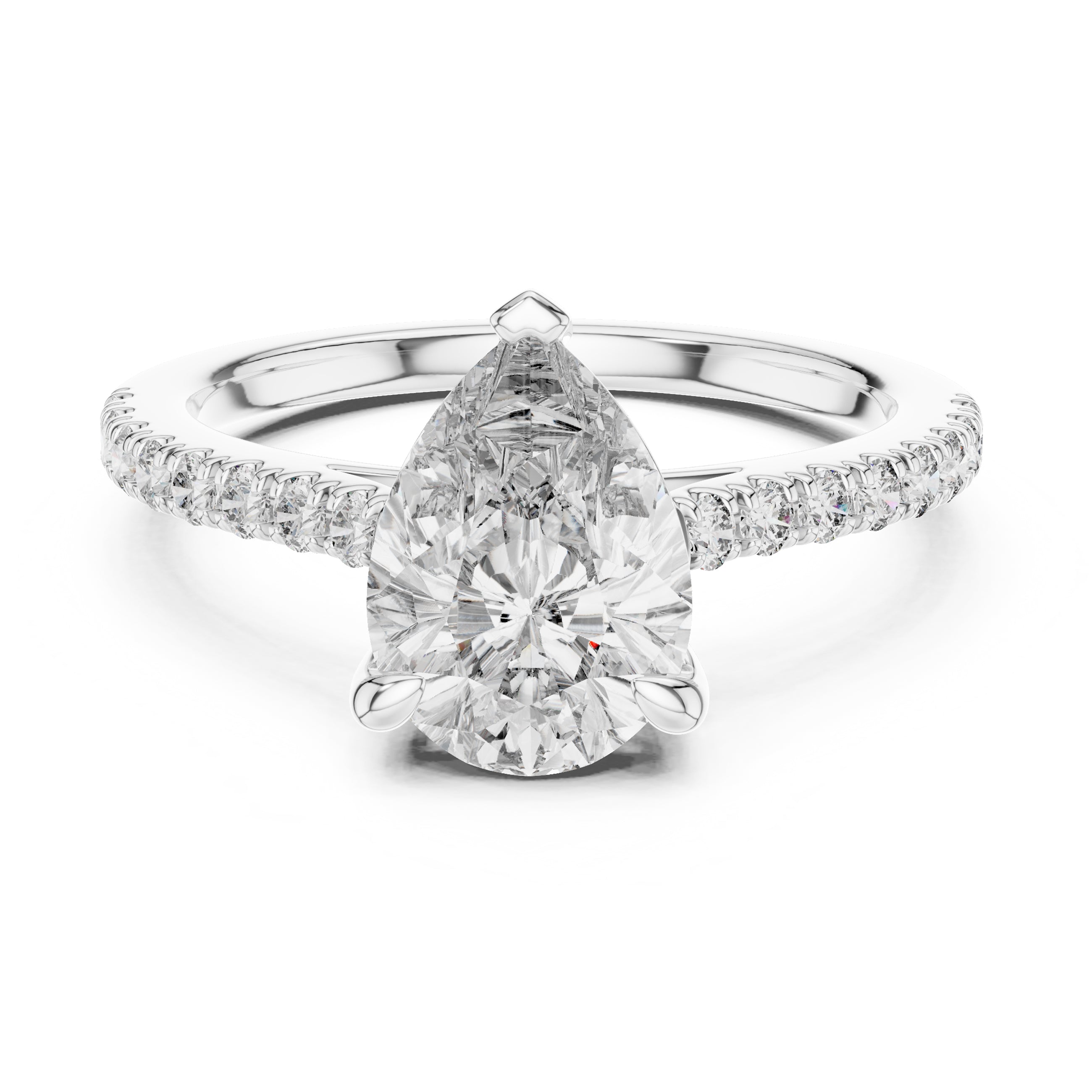 Sparkling Luxe 18KT Pear Diamond Engagement Solitare Ring 2ct