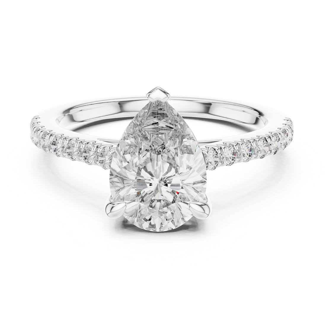 Sparkling Luxe 18KT Pear Diamond Engagement Solitare Ring 2ct
