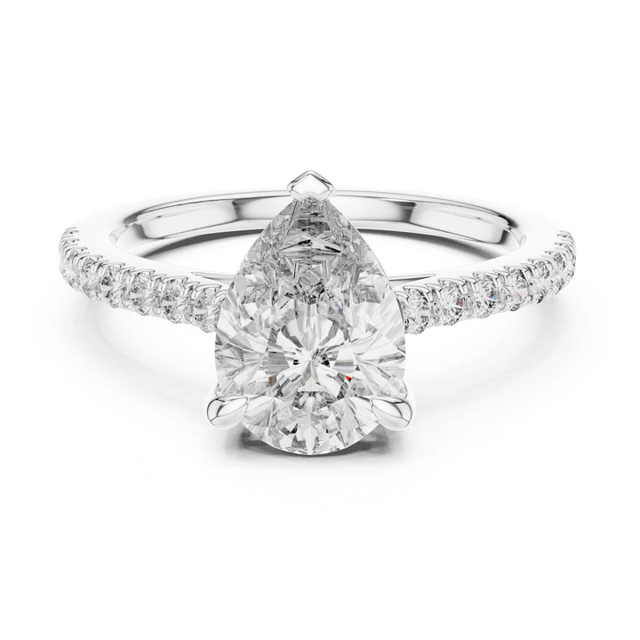 Sparkling Luxe 18KT Pear Diamond Engagement Solitare Ring 2ct