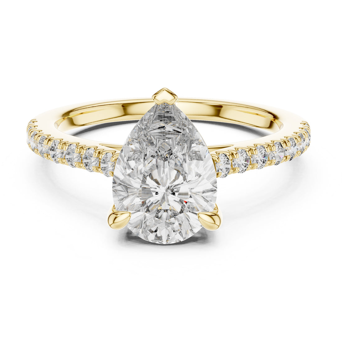 Sparkling Luxe 18KT Pear Diamond Engagement Solitare Ring 2ct