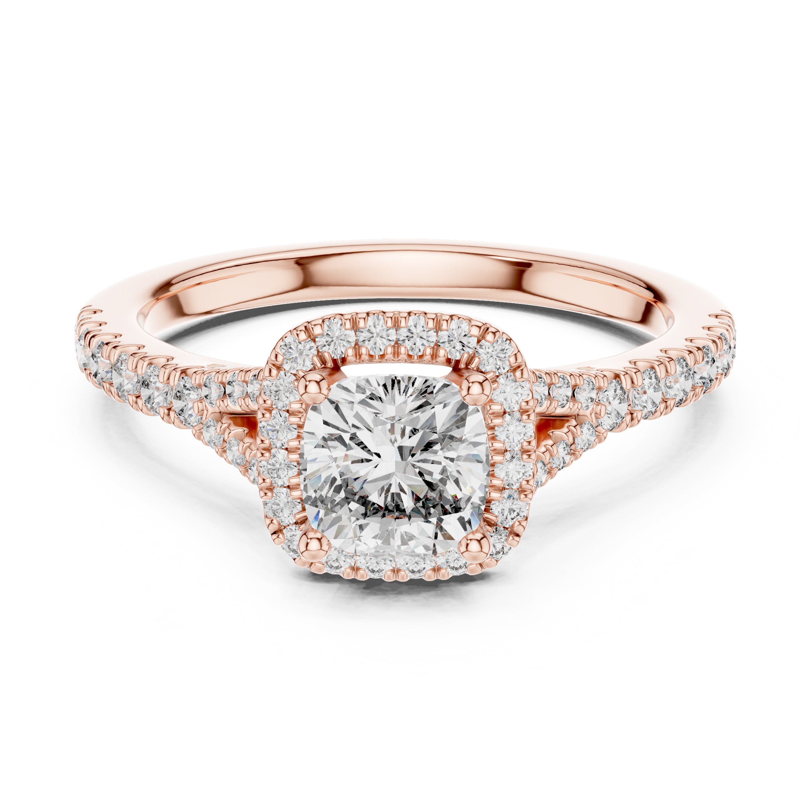 Sparkling Luxe 1ct Cushion Diamond Halo Engagement Ring in 18KT