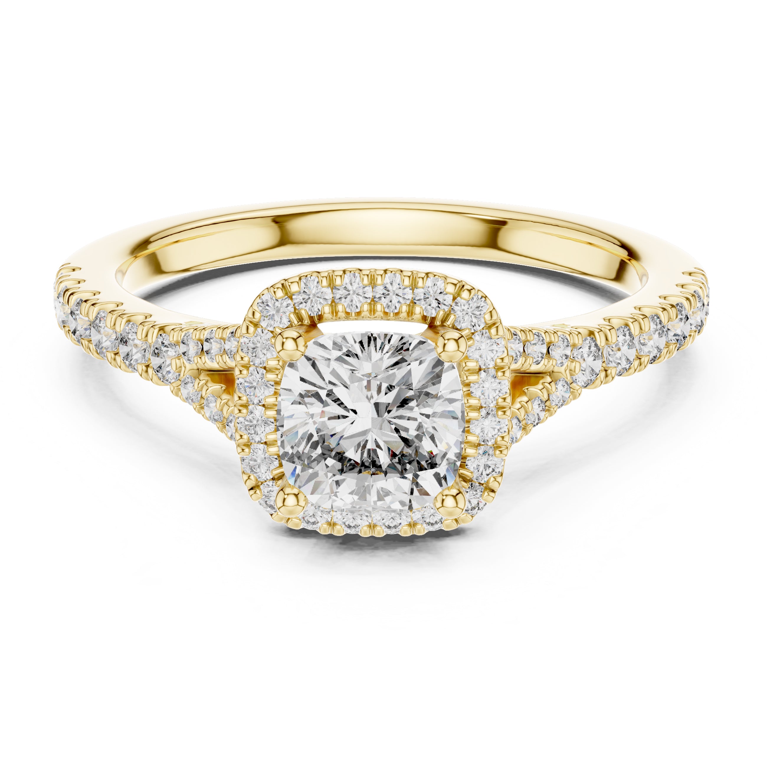 Sparkling Luxe 1ct Cushion Diamond Halo Engagement Ring in 18KT