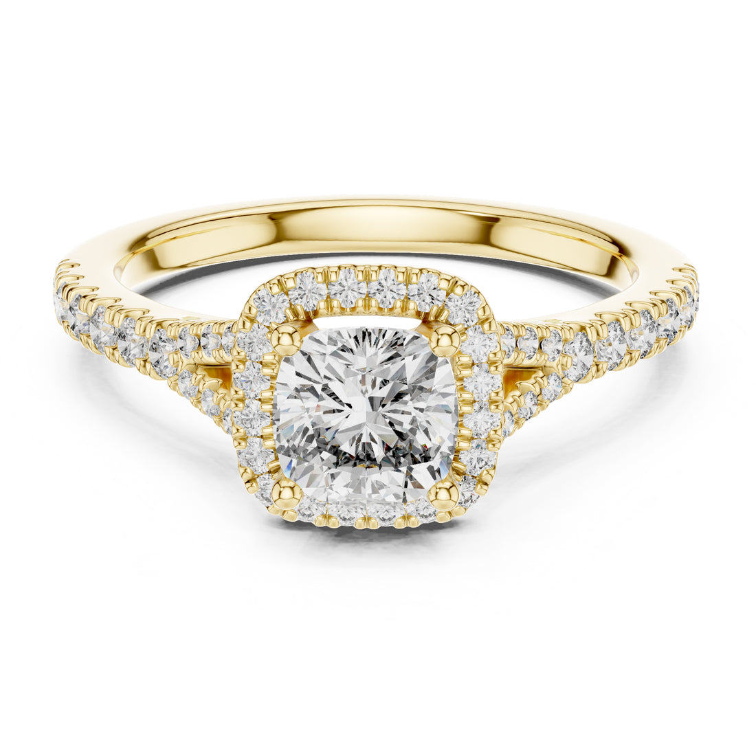 Sparkling Luxe 1ct Cushion Diamond Halo Engagement Ring in 18KT