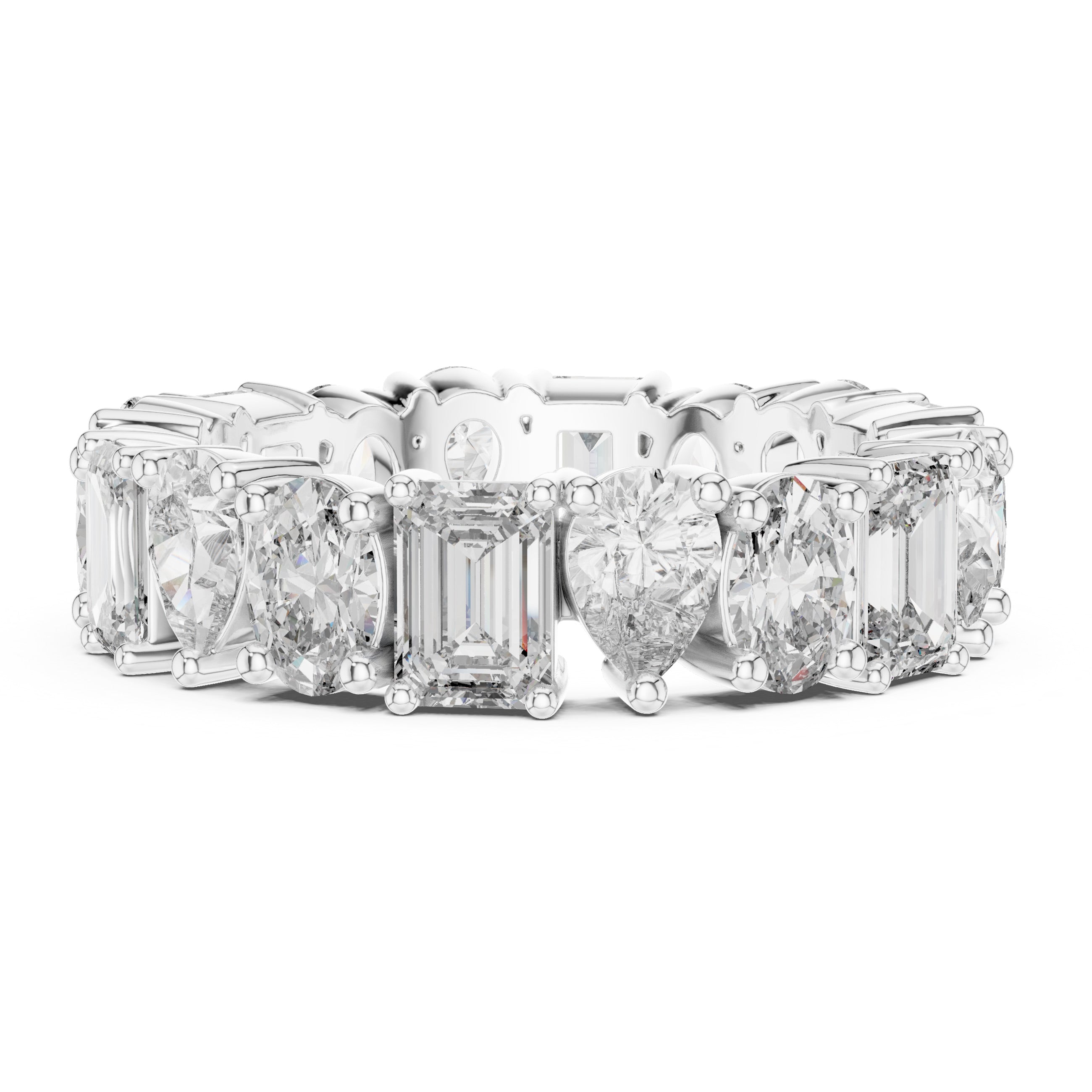 Sparkling Luxe 0.25ct Pear & Emerald Diamond Band 18KT Engagement Ring