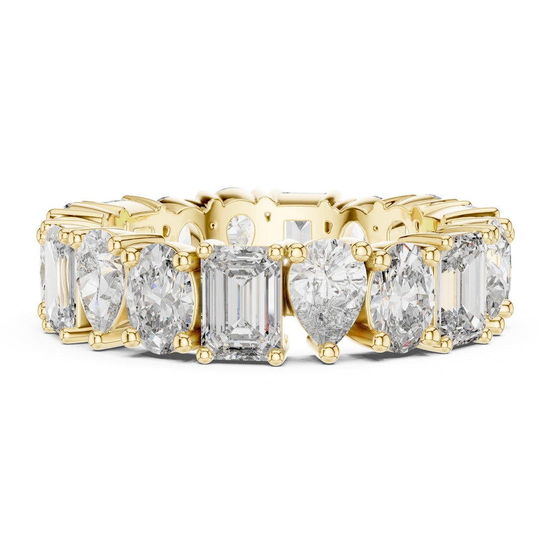 Sparkling Luxe 0.25ct Pear & Emerald Diamond Band 18KT Engagement Ring