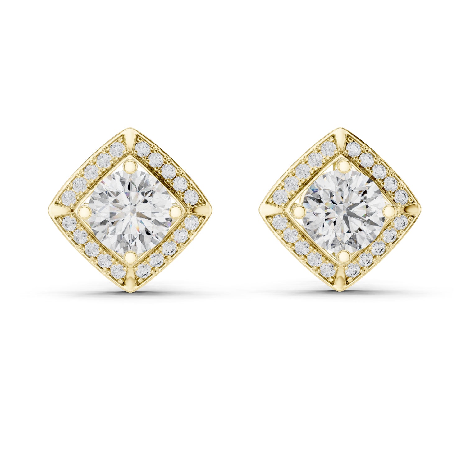 Sparkling Luxe 1.262CT Modern Diagonal with Round Cut Diamonds Halo Earrings