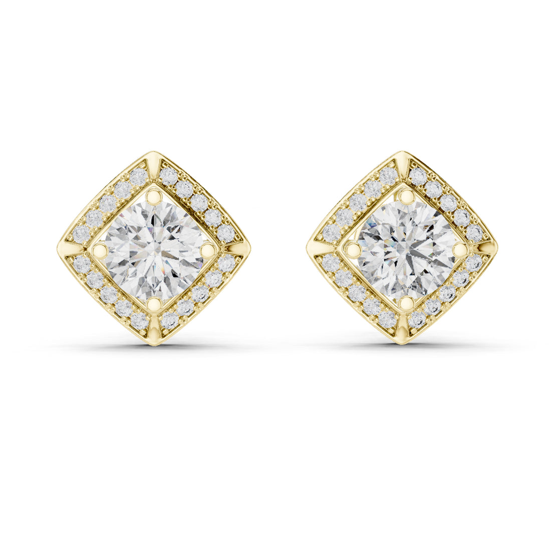 Sparkling Luxe 1.262CT Modern Diagonal with Round Cut Diamonds Halo Earrings