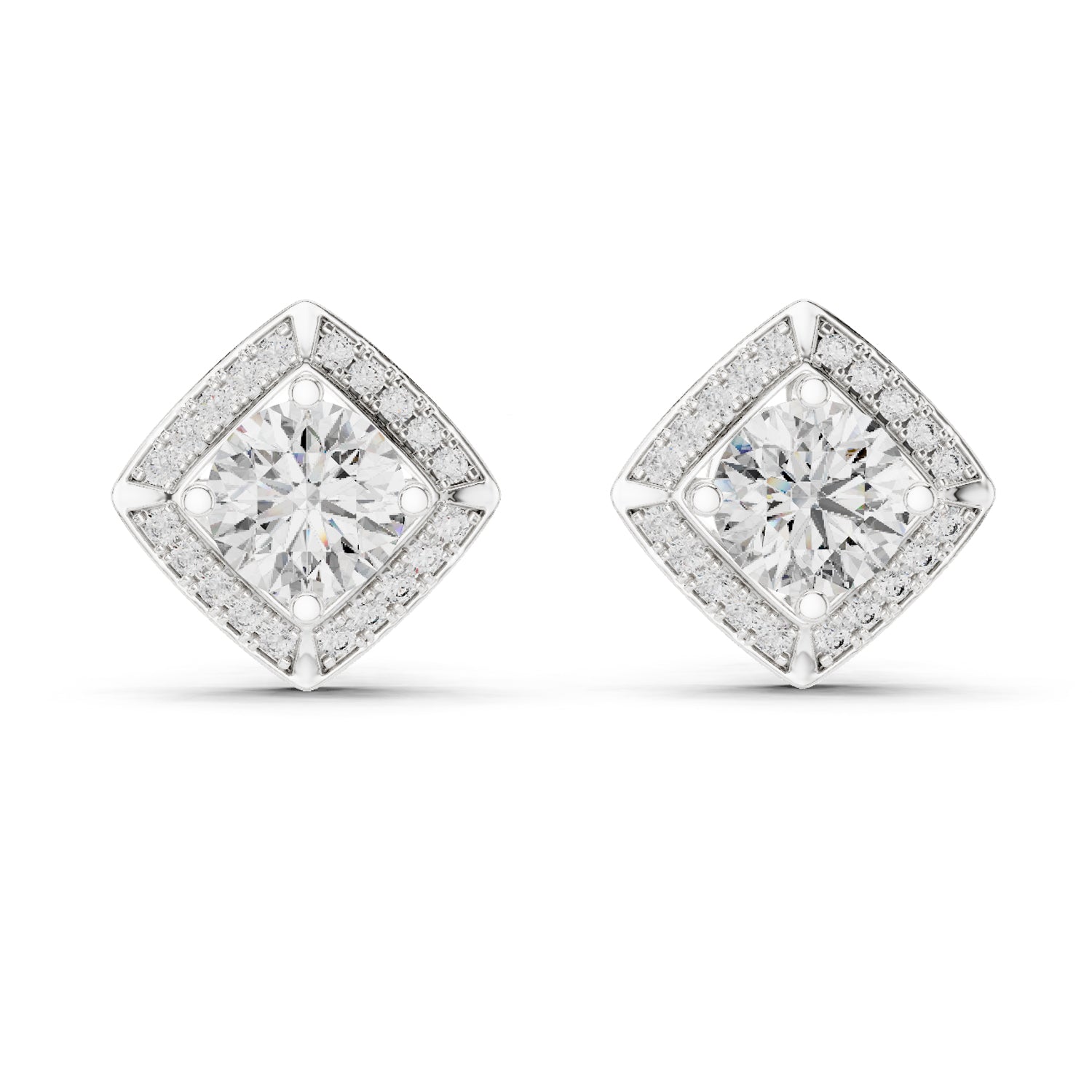 Sparkling Luxe 1.262CT Modern Diagonal with Round Cut Diamonds Halo Earrings