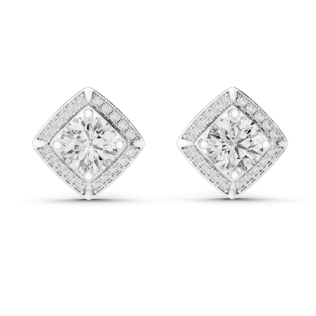 Sparkling Luxe 1.262CT Modern Diagonal with Round Cut Diamonds Halo Earrings
