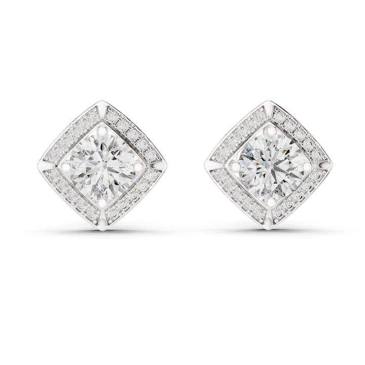 Sparkling Luxe 1.262CT Modern Diagonal with Round Cut Diamonds Halo Earrings