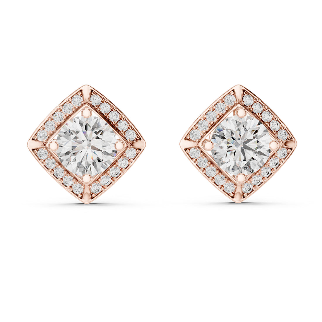 Sparkling Luxe 1.262CT Modern Diagonal with Round Cut Diamonds Halo Earrings