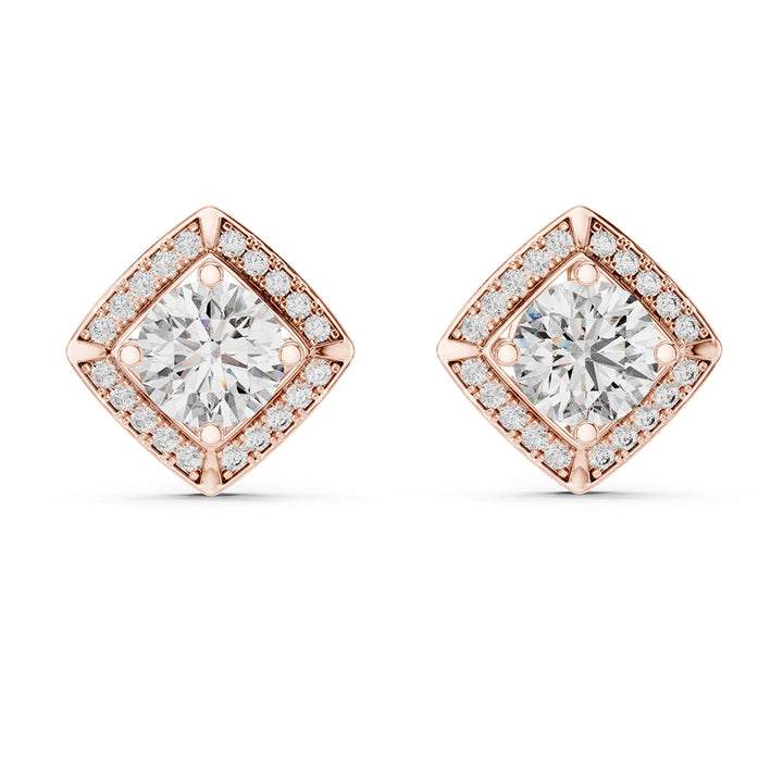 Sparkling Luxe 1.262CT Modern Diagonal with Round Cut Diamonds Halo Earrings