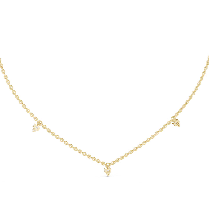 Sparkling Luxe 0.015ct Yellow Gold Round Cut Diamonds Necklace in 18KT