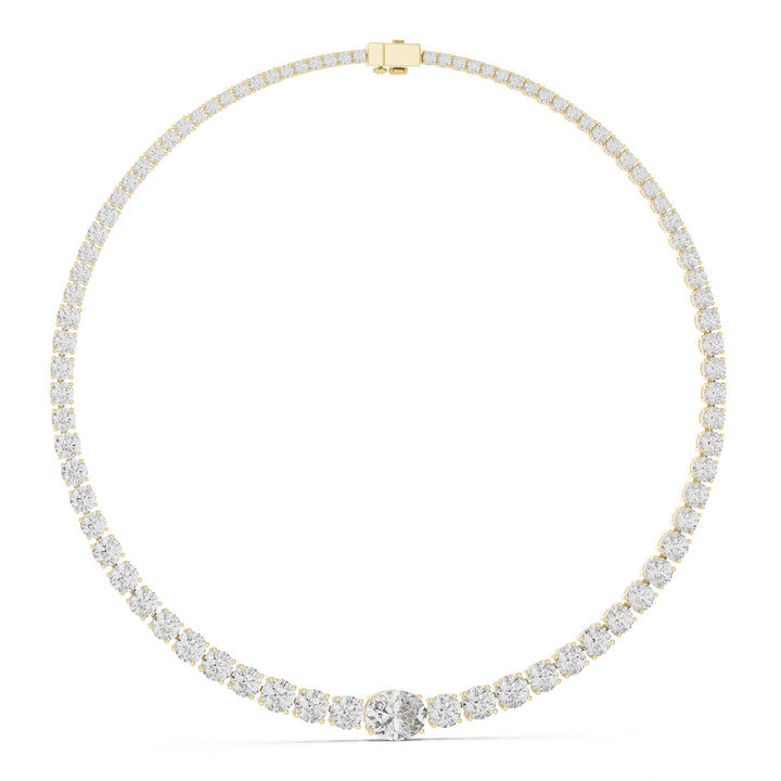 Sparkling Luxe 3.55ct 18KT Pear and Round-Cut Lab-Grown Diamond Necklace in Rose Gold