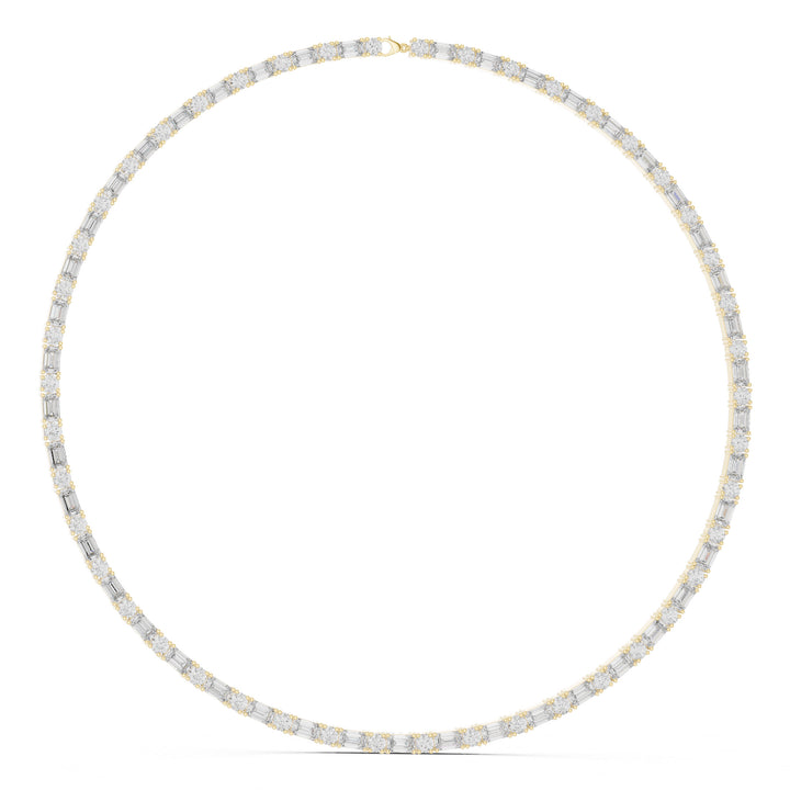 Sparkling Luxe 0.26066ct Women's Round Brilliant and Pear-Shaped Cascading Diamond Necklace Yellow Gold