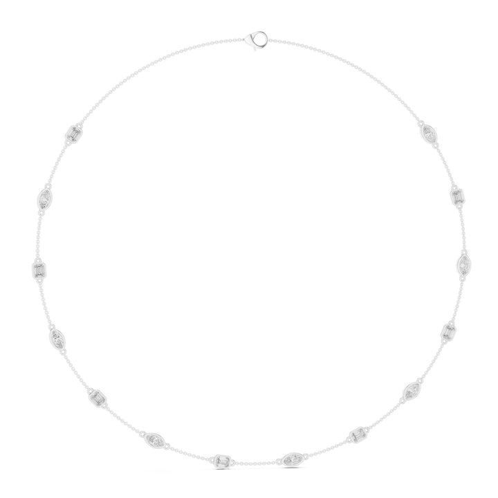 Sparkling Luxe 0.2ct 18KT Yellow Gold Marquees Princess & Oval Diamond Chain Necklace