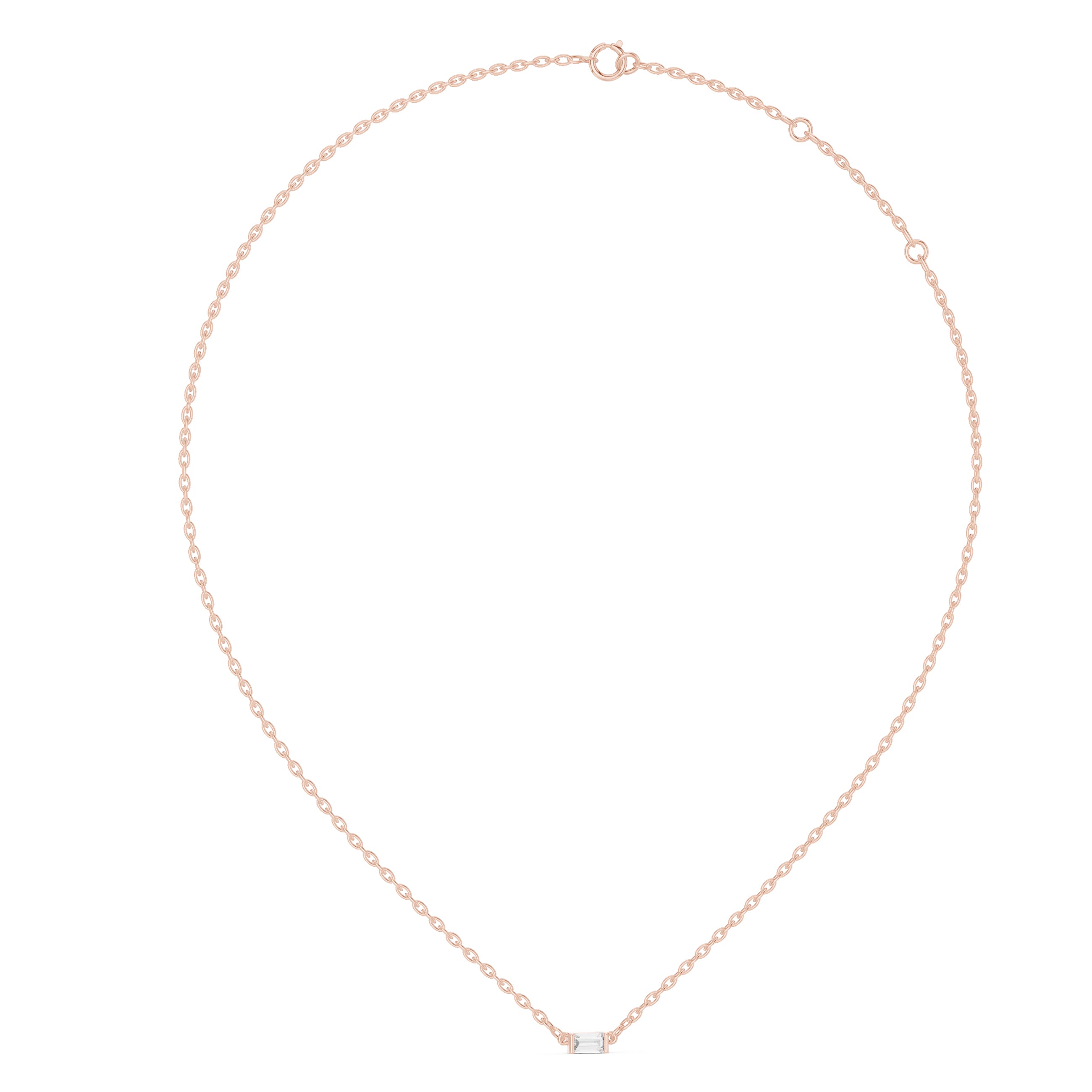 Sparkling Luxe 0.31CT Emerald Cut Diamond Solitare Pendant Necklace in 18KT