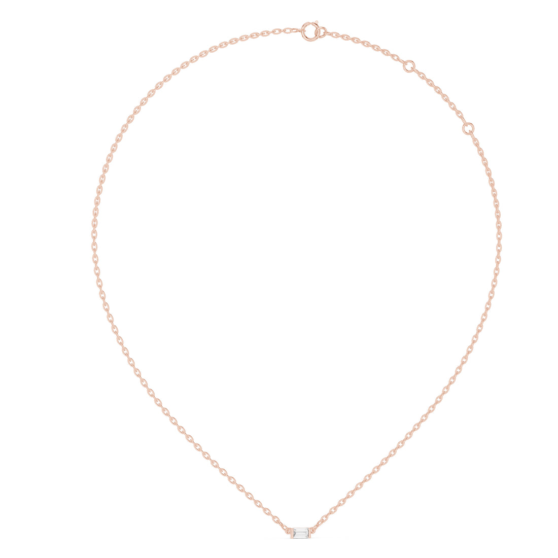 Sparkling Luxe 0.31CT Emerald Cut Diamond Solitare Pendant Necklace in 18KT