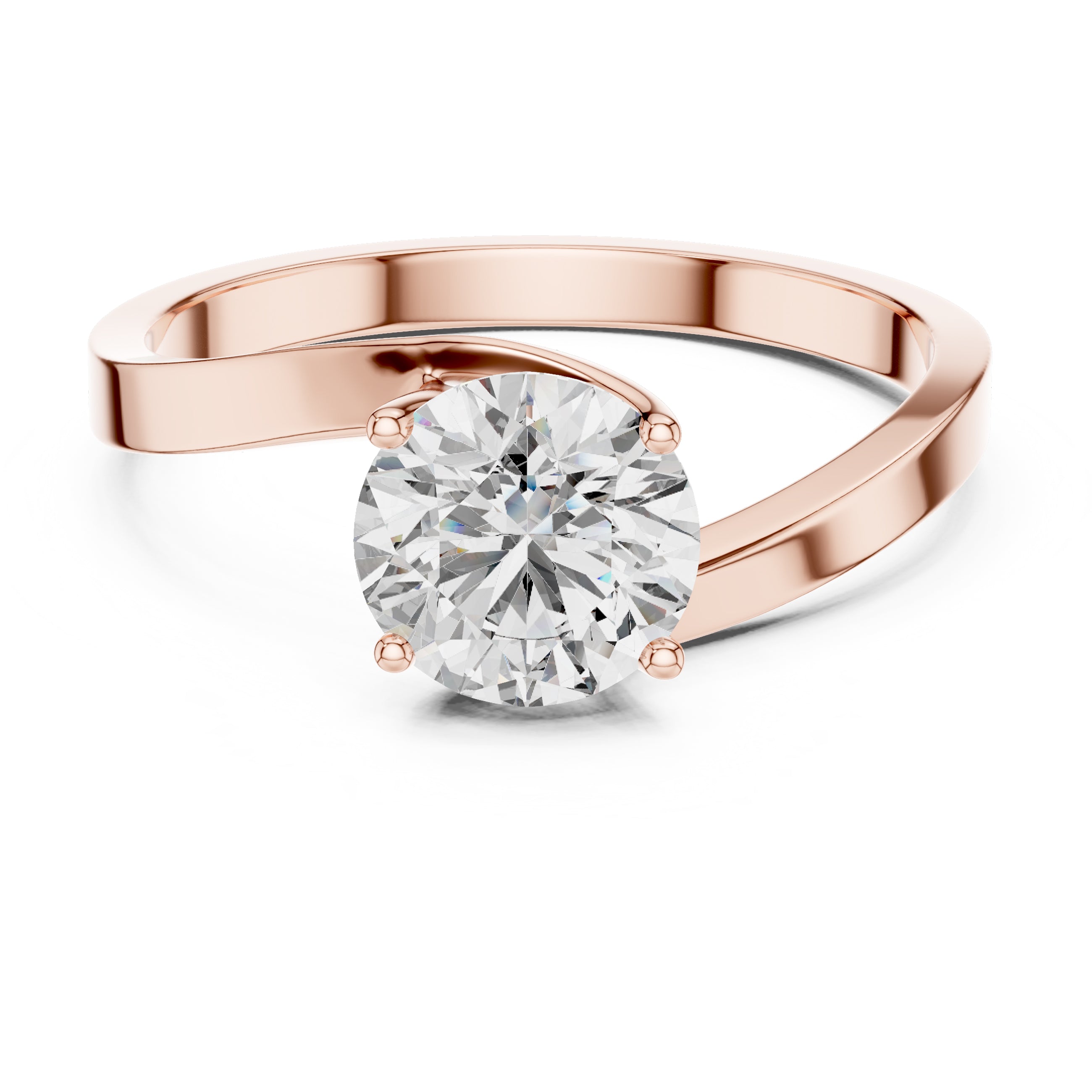 Sparkling Luxe Solitare 1CT Round Diamond Ring in 18KT