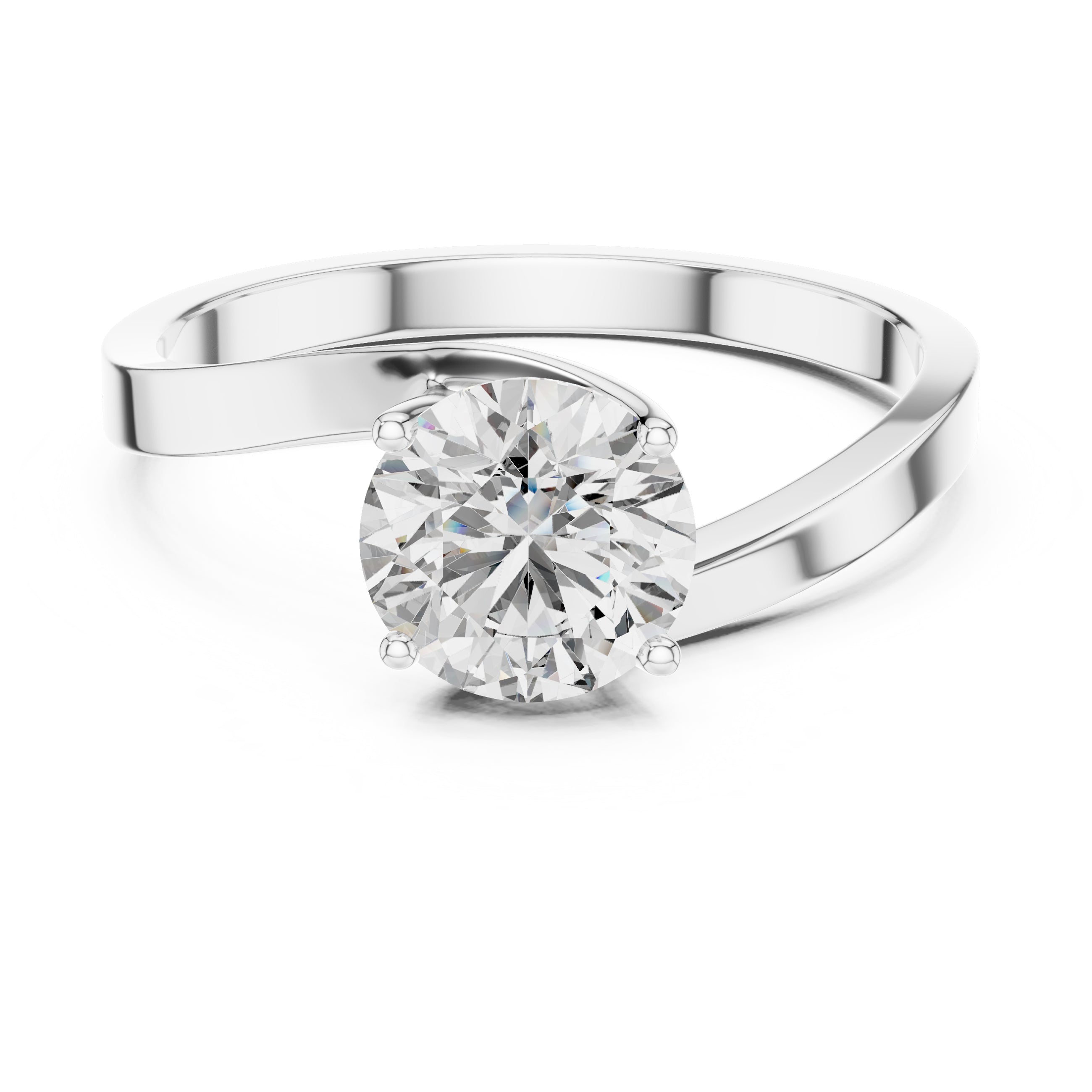 Sparkling Luxe Solitare 1CT Round Diamond Ring in 18KT