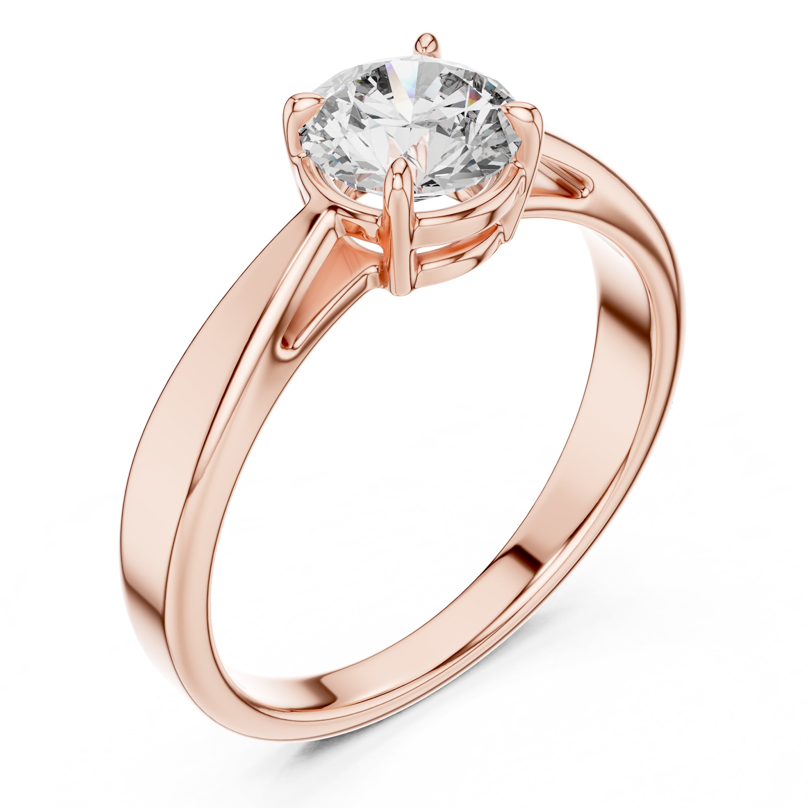 Sparkling Luxe Solitaire Round Cut Engagement Lab Diamond 1CT Ring in 18KT