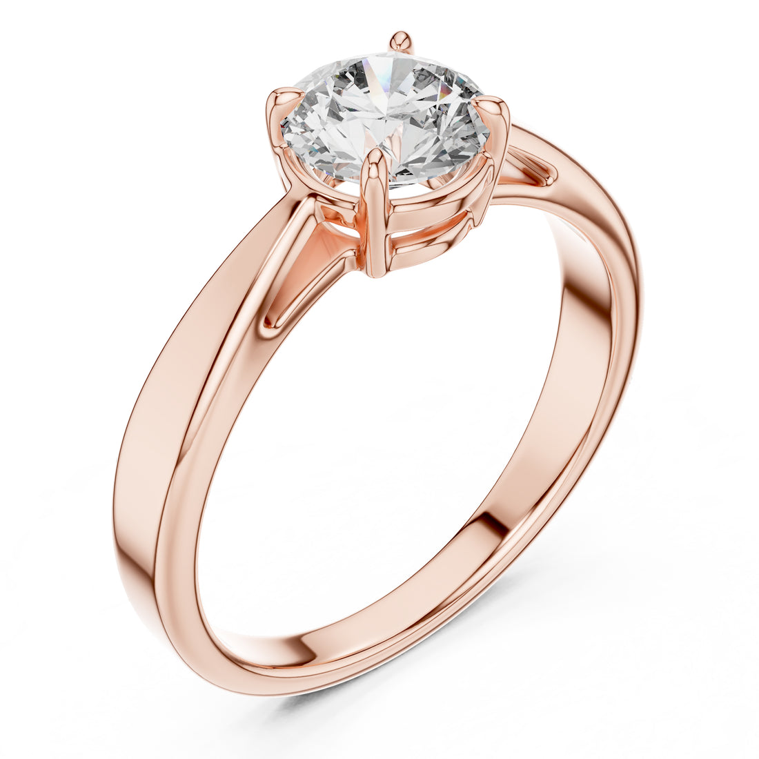 Sparkling Luxe Solitaire Round Cut Engagement Lab Diamond 1CT Ring in 18KT