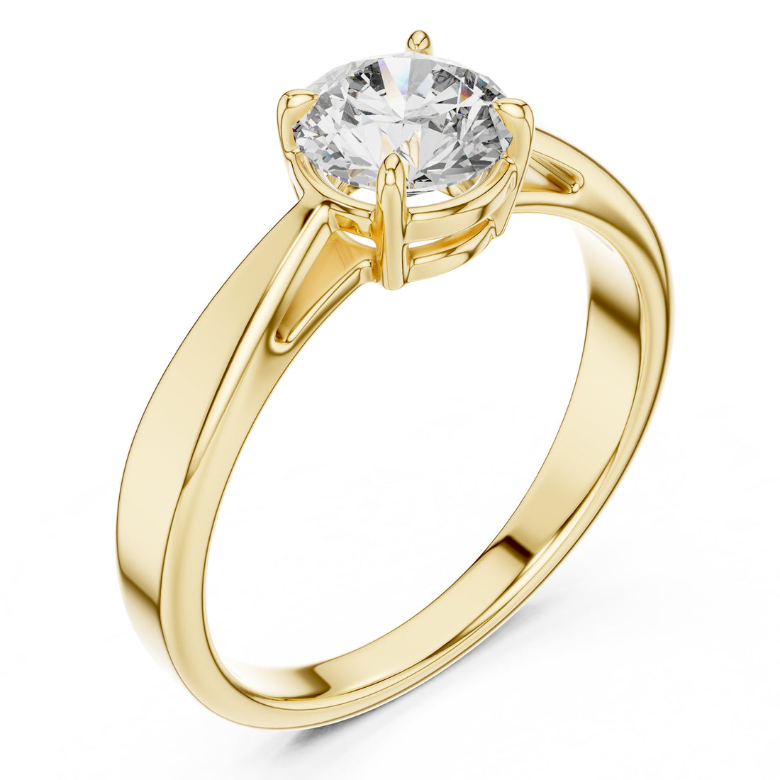 Sparkling Luxe Solitaire Round Cut Engagement Lab Diamond 1CT Ring in 18KT